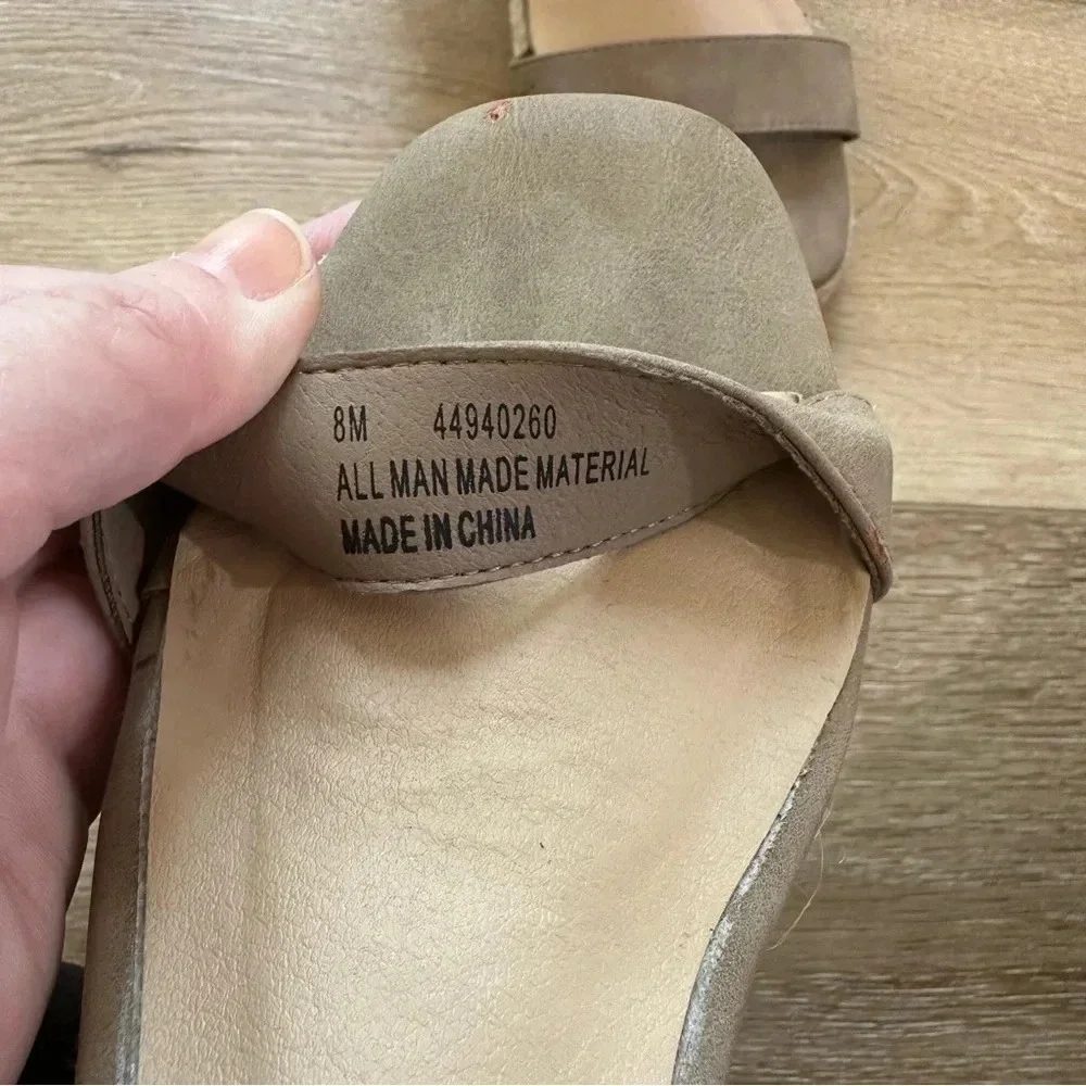 C Comfort Women's Neutral Tan/ Tauge Slip-On with Ankle Strap Wedges Size 8M GUC